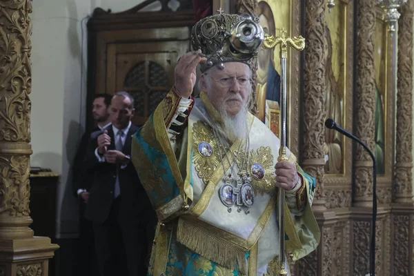 Bruselas Bélgica Noviembre 2019 Patriarca Ecuménico Bartolomé Celebra Una Misa — Foto de Stock