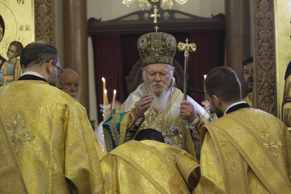 Bruxelles Belgique Novembre 2019 Patriarche Œcuménique Bartholomée Célèbre Une Messe — Photo