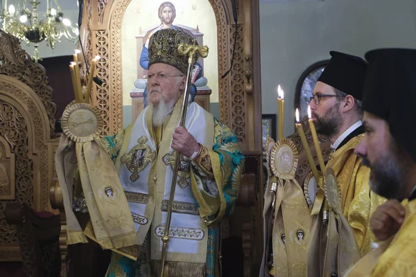 Brussel November 2019 Oecumenische Patriarch Bartholomeus Houdt Een Mis Heiligen — Stockfoto