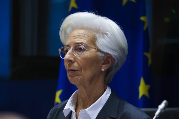 Presidente della Banca centrale europea (BCE) Christine Lagarde in Europ — Foto Stock
