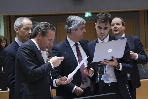 EU Eurogroup Finance ministers meeting in Brussels, Belgium. — Stock Photo, Image