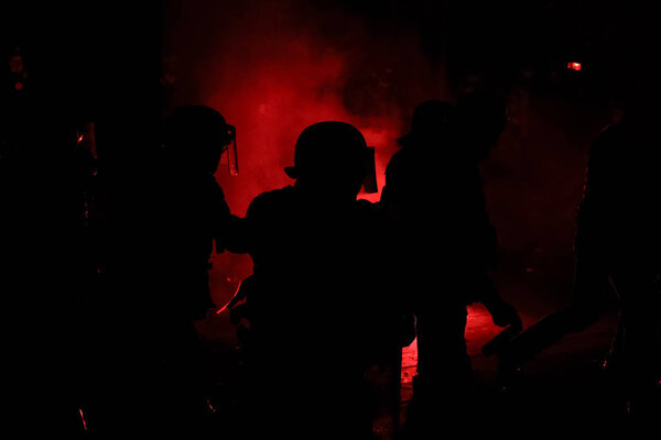 French riot police clash with protesters during a demonstration against pension reforms in Paris, France, 05 December 2019.