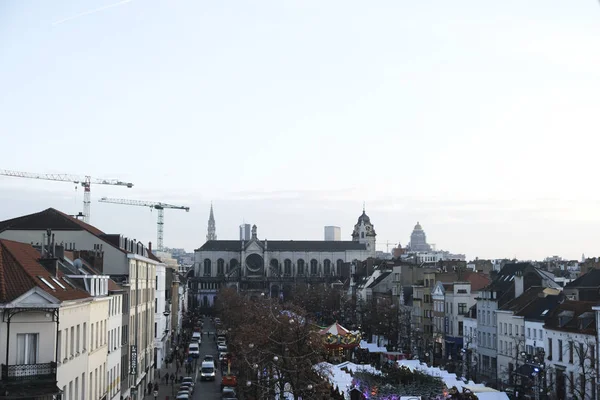 Vue Aérienne Marché Noël Bruxelles Belgique Décembre 2019 — Photo