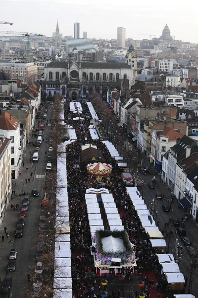 Luftaufnahme Des Weihnachtsmarktes Brüssel Belgien Dezember 2019 — Stockfoto