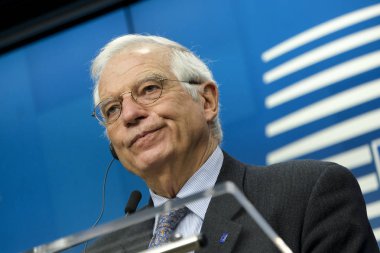 Brüksel, Belçika 'da Eu Dışişleri Konseyi basın toplantısı