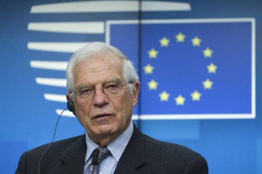 Brüksel, Belçika 'da Eu Dışişleri Konseyi basın toplantısı