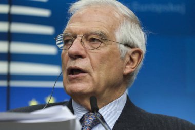 Brüksel, Belçika 'da Eu Dışişleri Konseyi basın toplantısı