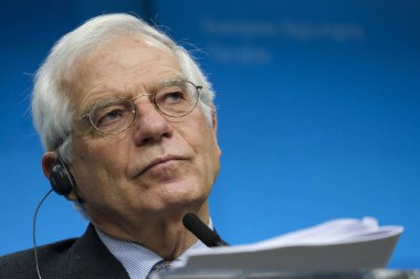 Brüksel, Belçika 'da Eu Dışişleri Konseyi basın toplantısı