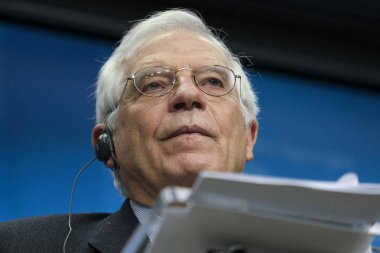 Brüksel, Belçika 'da Eu Dışişleri Konseyi basın toplantısı