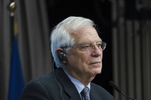 Conferencia de prensa del Consejo de Asuntos Exteriores de la UE en Bruselas, Bélgica — Foto de Stock