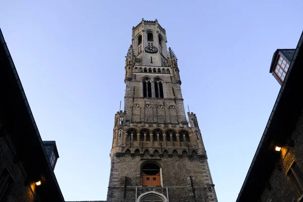 View Belfry Bruges Which Medieval Bell Tower Centre Bruges Belgium — Stock Photo, Image