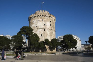 Yunanistan 'daki Selanik Beyaz Kulesi' nin 1 Ocak 2020 tarihli dış görünümü