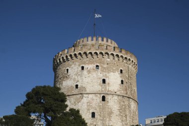 Yunanistan 'daki Selanik Beyaz Kulesi' nin 1 Ocak 2020 tarihli dış görünümü