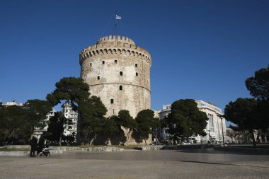 Yunanistan 'daki Selanik Beyaz Kulesi' nin 1 Ocak 2020 tarihli dış görünümü