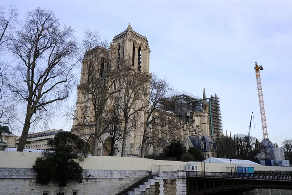 París Francia Diciembre 2019 Una Vista Catedral Notre Dame París — Foto de Stock
