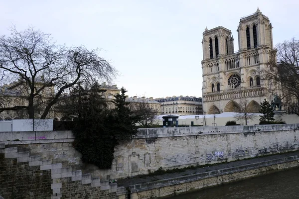 Paris França Dezembro 2019 Uma Vista Catedral Notre Dame Paris — Fotografia de Stock