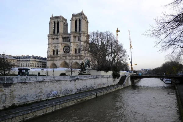 Parigi Francia Dicembre 2019 Veduta Della Cattedrale Notre Dame Parigi — Foto Stock