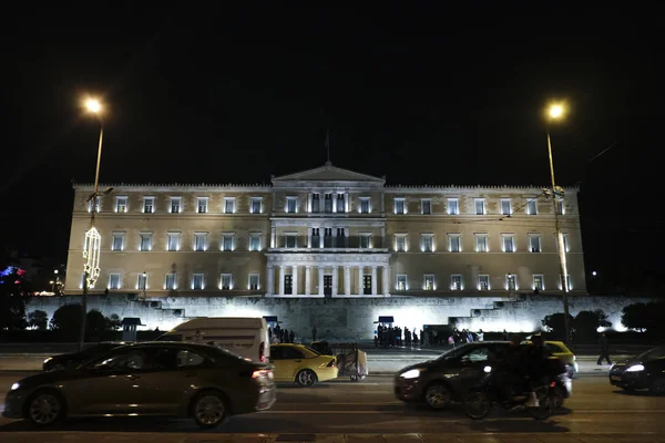 Edificio Del Parlamento Griego Atenas Grecia Diciembre 2019 — Foto de Stock