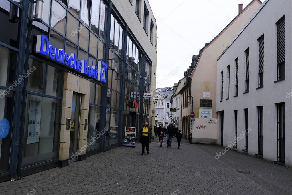 Exterior view of Deutsche Bank branch in Trier, Germany on Ja. 11, 2020