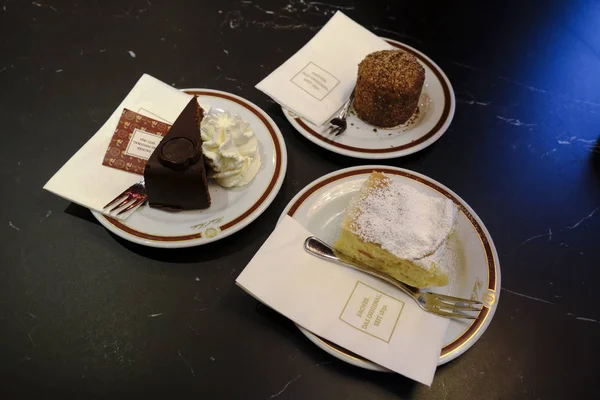 Originální Dort Sacher Hotelu Sacher Vídni Rakousko Prosince 2019 — Stock fotografie