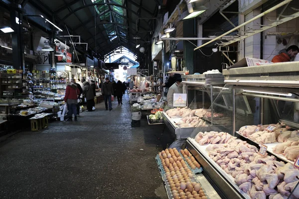 Consumenten Lopen Januari 2020 Een Openbare Markt Thessaloniki Griekenland — Stockfoto