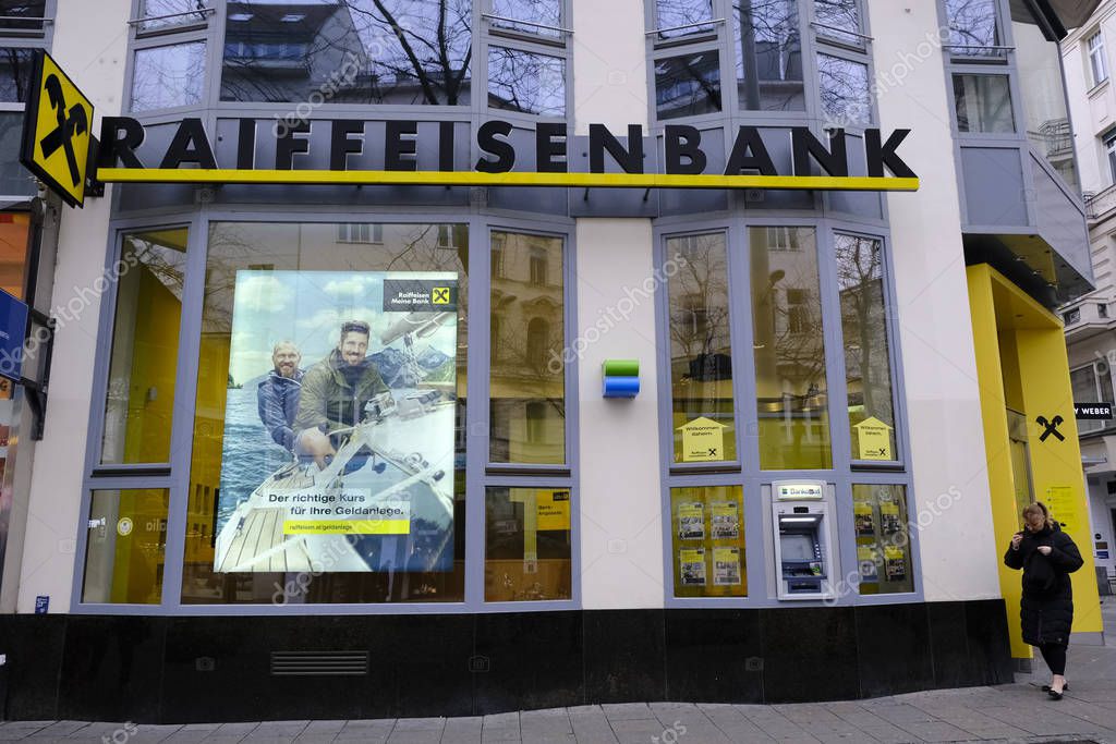 Exterior view of Raiffeisen Bank International branch in central Vienna in Austria on Dec. 22, 2019.