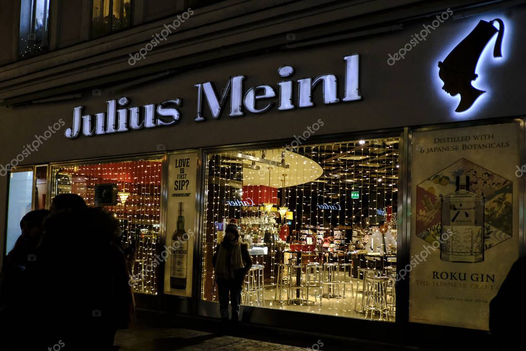 Branch of Julius Meinl , retailer of coffee, in central streets of  Vienna, Austria on Dec. 22, 2019