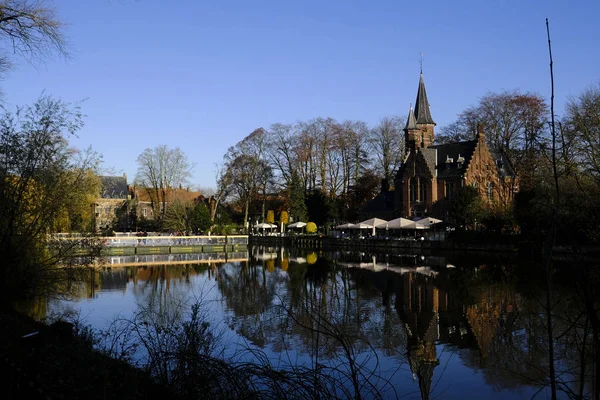 Bruges Belgique Novembre 2019 Maisons Anciennes Médiévales Canal Eau — Photo