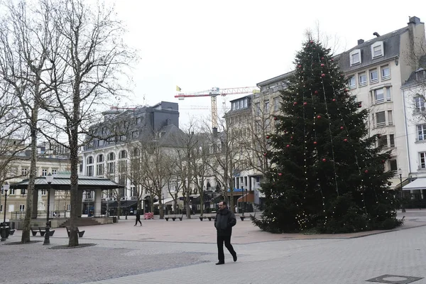 Árbol Navidad Plaza Central Luxemburgo Enero 2020 — Foto de Stock
