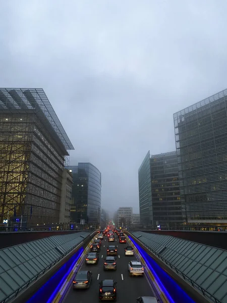 Ruch Uliczny Centrum Brukseli Belgia Stycznia 2020 — Zdjęcie stockowe