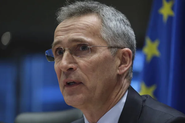 NATO Secretary General, Mr. Jens Stoltenberg address the Europea — Stockfoto