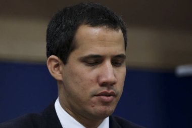 Venezuela muhalefet lideri Juan Guaido, 22 Ocak 2020 'de Brüksel, Belçika' daki Avrupa Parlamentosu 'nda düzenlediği basın toplantısında konuştu..