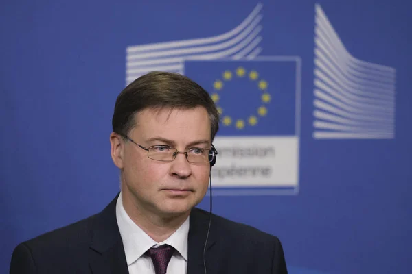 Ukraine Prime Minister Oleksiy Honcharuk at the EU Commission in — 스톡 사진