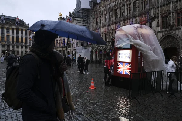 British Telephone Booth Displayed Celebration Friendship Belgium Britain Brussels Grand — 图库照片
