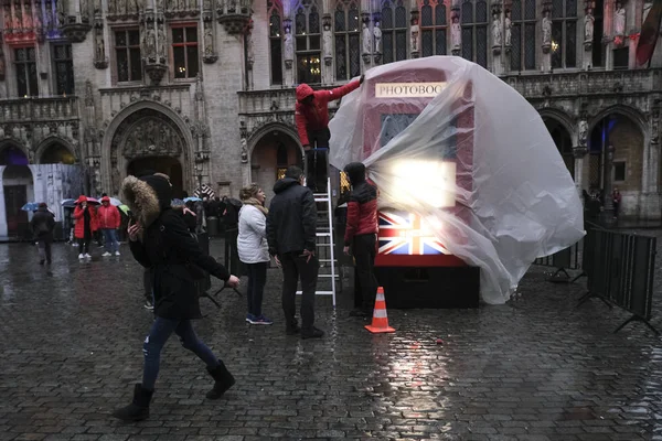 Uma Cabine Telefônica Britânica Exibida Durante Celebração Amizade Entre Bélgica — Fotografia de Stock