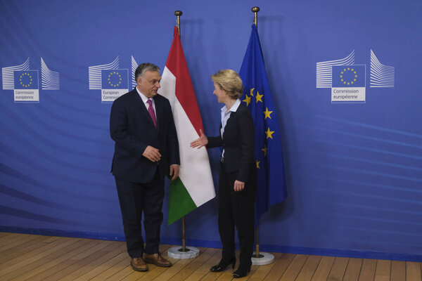 Hungary's Prime Minister Orban visits EU Commission in Brussels,