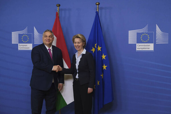 Hungary's Prime Minister Orban visits EU Commission in Brussels,
