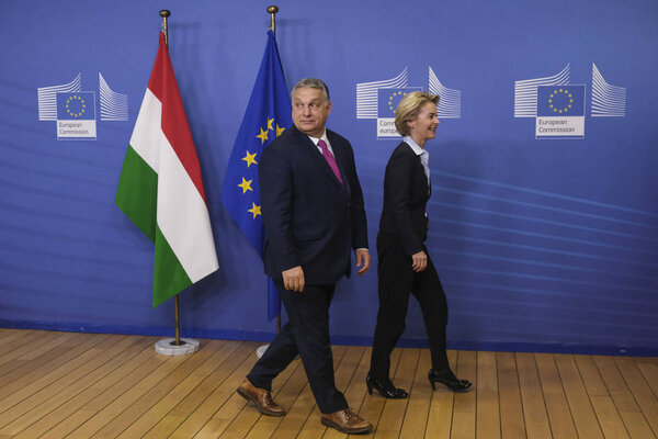 Hungary's Prime Minister Orban visits EU Commission in Brussels,