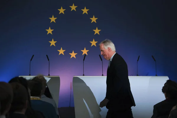 Negociador Jefe Comisión Europea Michel Barnier Durante Una Conferencia Prensa — Foto de Stock