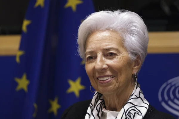 Christine Lagarde, Presidenta del Banco Central Europeo en el Parlamento Europeo — Foto de Stock