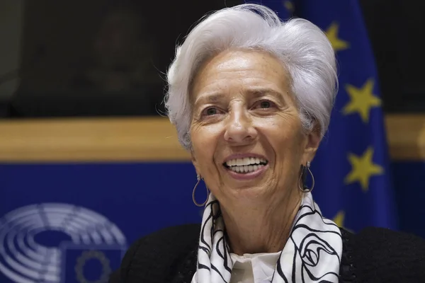 Christine Lagarde, Presidenta del Banco Central Europeo en el Parlamento Europeo — Foto de Stock