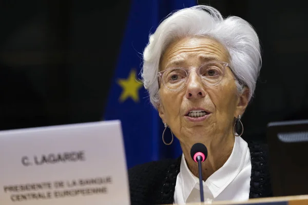 Christine Lagarde, Presidenta del Banco Central Europeo en el Parlamento Europeo — Foto de Stock