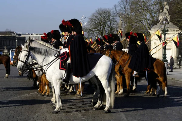 Брюссель Бельгия Февраля 2020 Года Королевская Конная Гвардия Время Выступления — стоковое фото