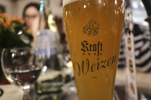Glass Wheat Beer Restaurant Trier Germany Jan 2020 — Stockfoto
