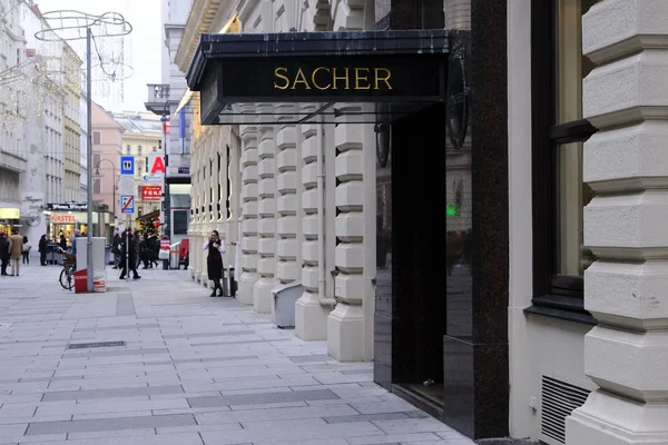 View Hotel Sacher Bécsben Ausztriában 2019 December — Stock Fotó