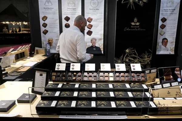 Verschillende Smaken Van Chocolade Zijn Zien Jaarlijkse Brussels Chocolate Salon — Stockfoto