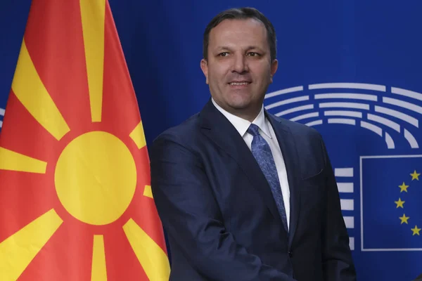 Makedoniens premiärminister Oliver Spasovski besöker Bryssel, Belg — Stockfoto