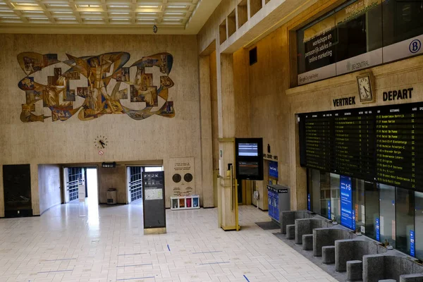 Blick Die Leere Haupthalle Des Hauptbahnhofs Nachdem Belgien Mai 2020 — Stockfoto
