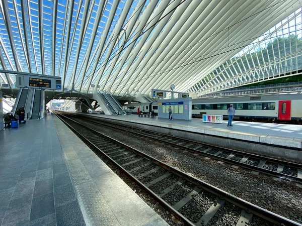 Widok Stację Kolejową Gare Lige Guillemins Liege Belgia Maja 2020 — Zdjęcie stockowe