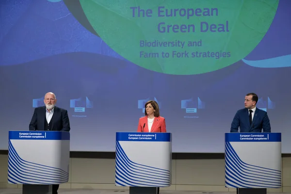 Conferência Imprensa Vice Presidente Executivo Frans Timmermans Dos Comissários Stella — Fotografia de Stock